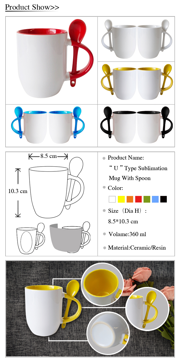 New arrived Customized best-selling ceramic cups with a spoon