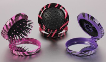 pop-up travel mini hairbrush with mirror