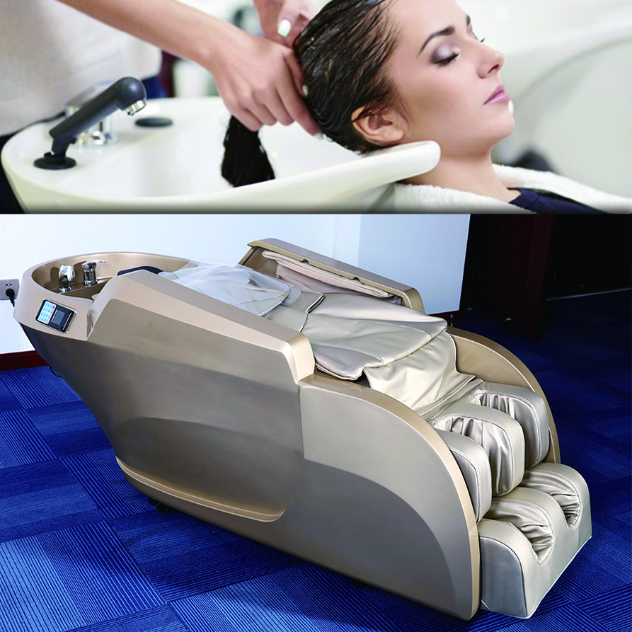 Hair salon massage bed with leg foot massage / shampoo massage bed