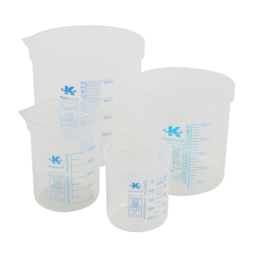 Custom Logo Printed School Equipment: Wide Open Round Laboratory Measuring Mugs, Beakers & Plastic Cups