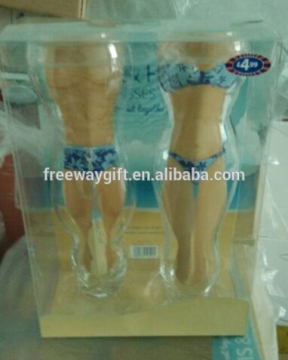 female and male body shaped glass cup