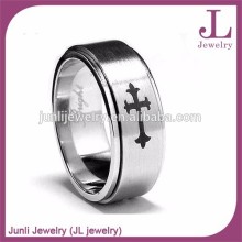Black Enamel Cross Spinner Ring High Quality Stainless Steel Ring