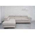 Fabric Corner Sofa with Headrest Adjustable