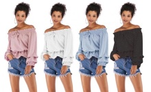 Ladies Off Shoulder Puff Sleeve Top Summer Fashion