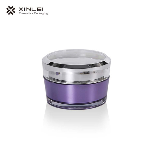 Bouteille crème acrylique violette 50g avec bague en argent