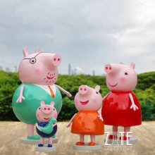 Outdoor garden life size resin fiberglass cute cartoon pig statue