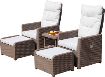 Round rattan adjustable back sofa set