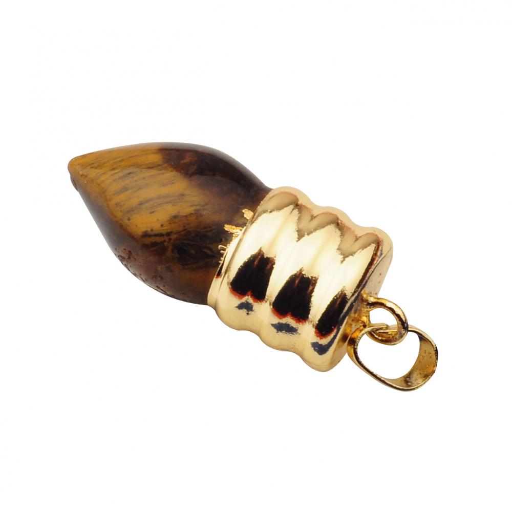 Ampoule de lampe naturelle Gemstone Tiger Eye Pendentif plaqué or