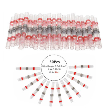 25/50PCS Heat Shrink Soldering Sleeve Terminals Insulated Waterproof Butt Wire Connectors Electrical Wire Soldered Terminals