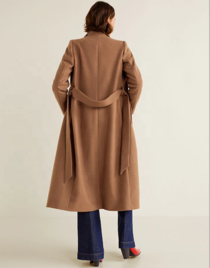 Long manteau épais d&#39;hiver en laine kaki