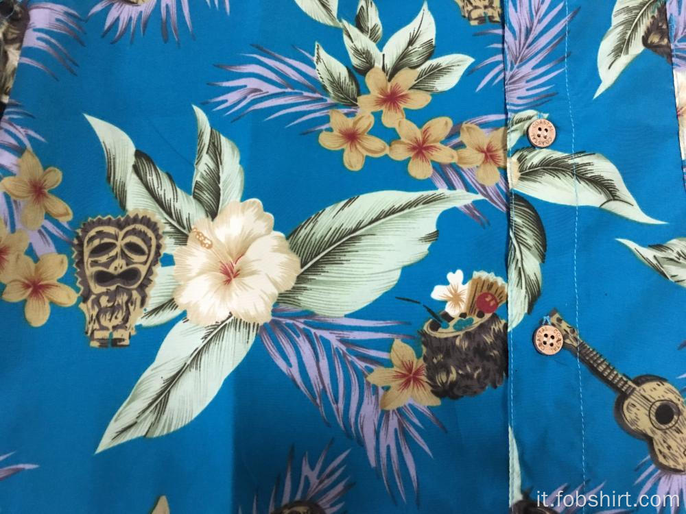 Camicia hawaiana con stampa in poliestere