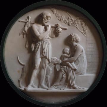 Living Decoration Marble Carving Family Member Bas Relief Wall Sculpture