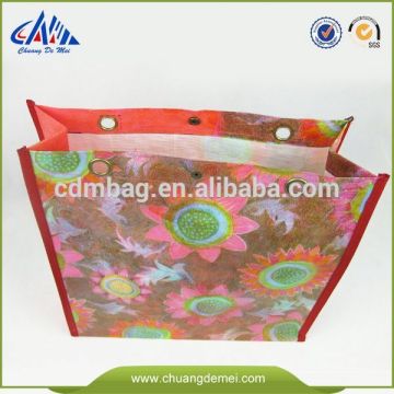 fashion pp woven bag with grommet handle