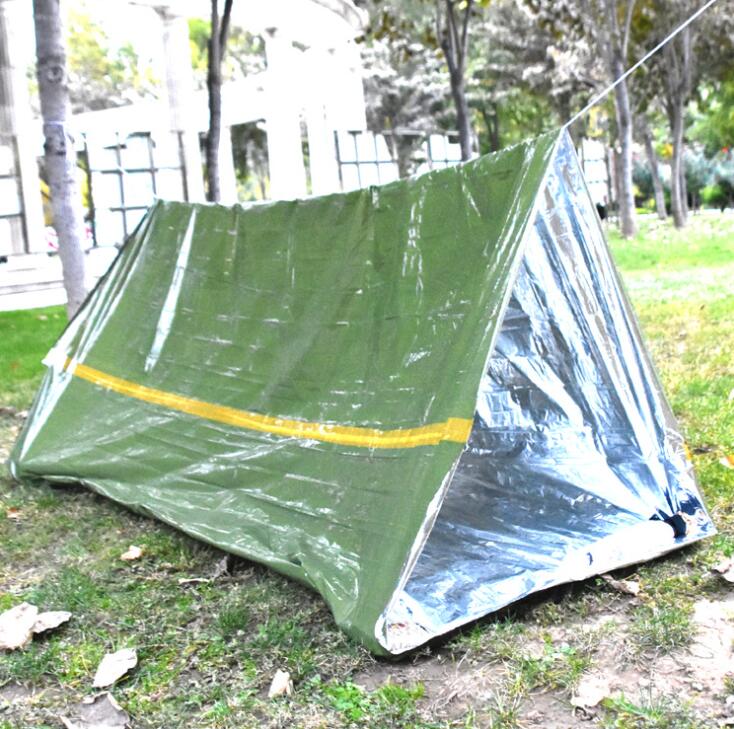 Camping Emergency Green Waterproof Lightweight Tube Tent Outdoor Survival Portable Mylar Thermal Shelter for Travel Hiking