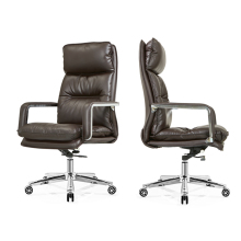 2022 Latest Luxury Brown Leather Executive Office Chairs with Steel Base