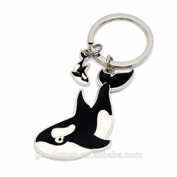 Cute dolphin shape keychain for women metal crystal dolphin fish keychain