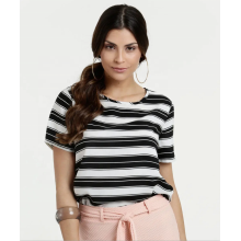 Lady horizontal striped top blouses in summer