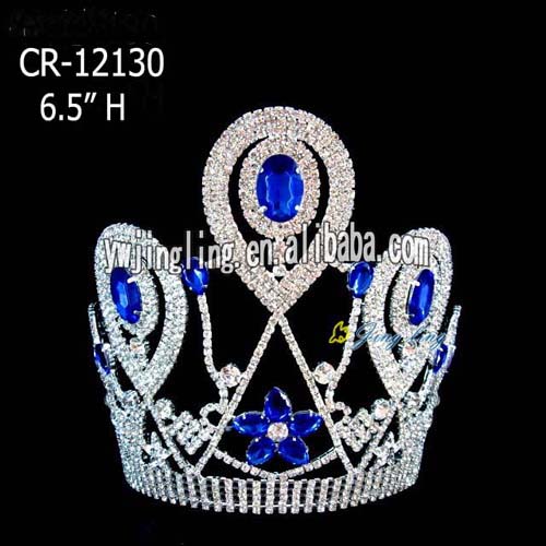 Wholesale Sapphire Beauty Queen Crowns CR-12130