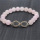 Pulsera de piedras preciosas elástica de cuentas redondas de cuarzo rosa de 8 mm con pieza de forma diamantada 8