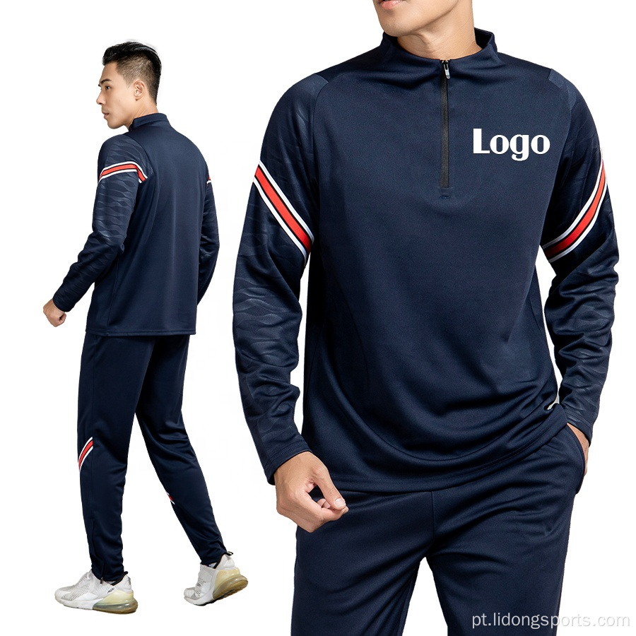 Atacado Man Winter Half Zip Black Football Tracksuit