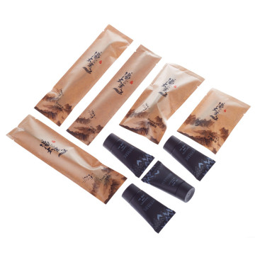 Custom Kraft Paper Bag Collection with Sewing & Dental Kits for Hotel Amenities