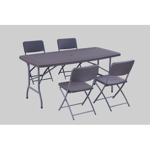 New Rattan Design Folding Plastic Table USE umbrella