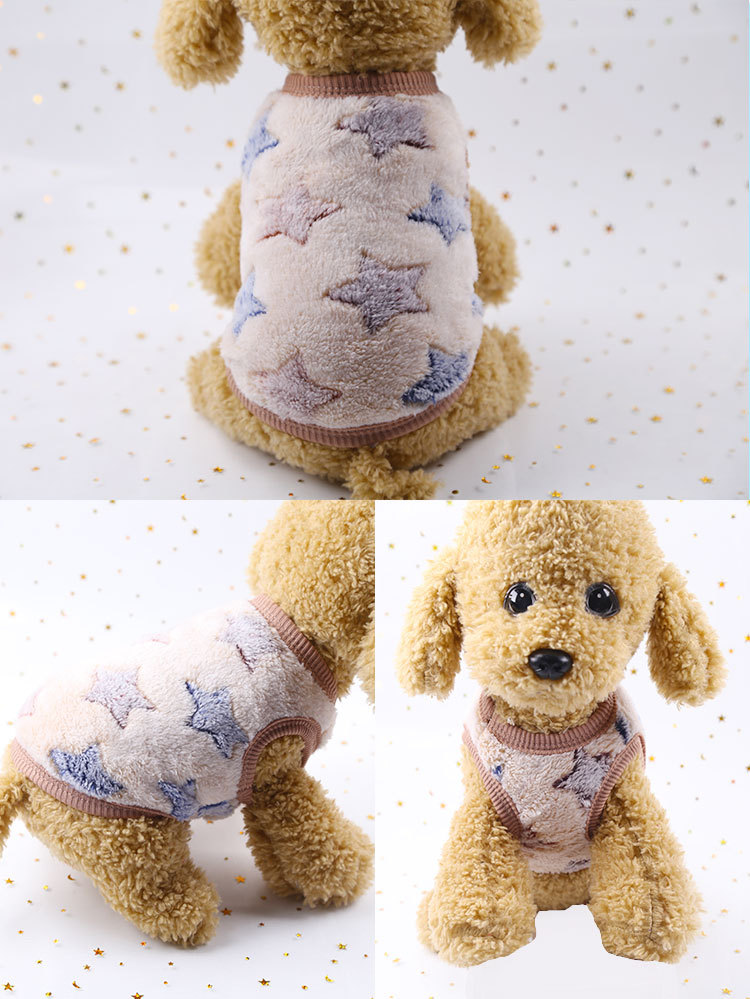 Hot Selling Cartoon Flannel To Keep Warm Teacup Dogs Small Milk Dogs Cats Teddy Clothes Vest Pet Products