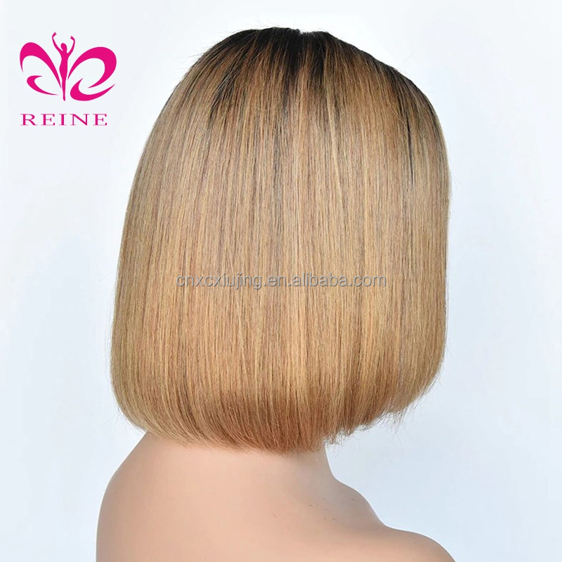 REINE Factory 150% Thick Density Bob Pre-Plucked Hairline Ombre Human Hair Wigs Deep Part 13*4 Lace Frontal Bob  Wigs