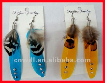 wholesale feather earrings with crystals new style