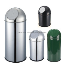 Round Push-Type Stainless Steel Dust Bin