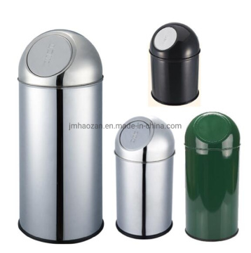 Round Push-Type Stainless Steel Dust Bin