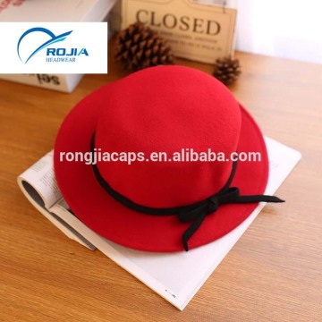 red wool blocked cap shaping cap bowknot cap