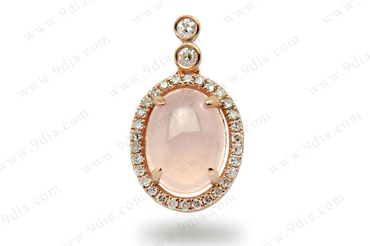 Special Designs Rose Quartz Pendant 14k Real Gold Fine Gold Jewelry Cheap