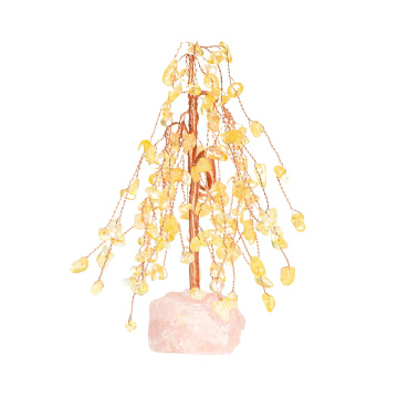 Raw Citrine Raw Stone Copper Tree Rose Quartz Base Ornament