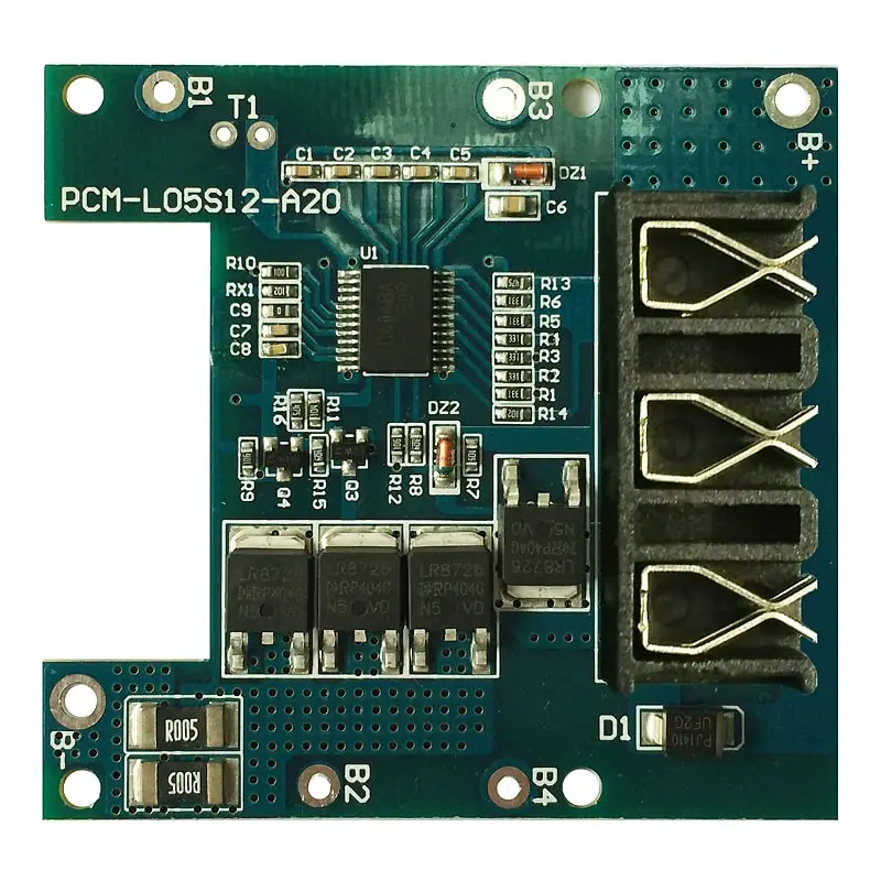 5s C: 5A D: 15A PCM BMS for 18V 18.5V Li-ion/Lithium/ Li-Polymer 15V 16V LiFePO4 Battery Pack with Socket (PCM-L05S12-A20)