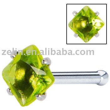 green diamond cubic zirconia nose ring body piercing