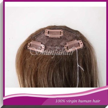 100% virgin Human hair pieces , custom clip hair pieces , clip in hair closures