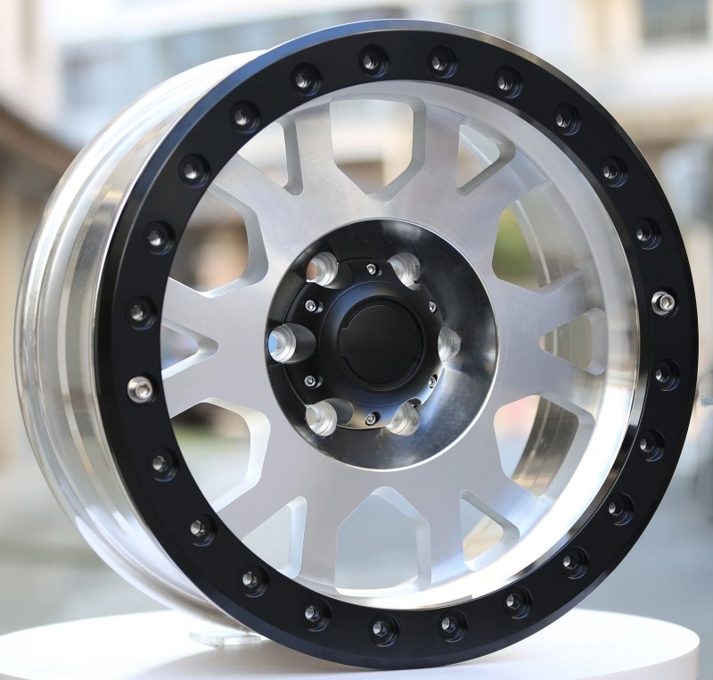 Machined Finish Beadlock Wheel with Machined Edge Ring&Black Beadlock Ring