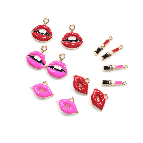Jewelry Pendant Handmade Earring Lips Mouth Necklace DIY Enamel Charms