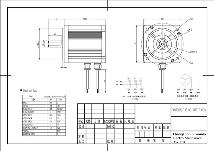 310V 1000W CNC Machine Electric DC Brusless Motor with Ce Certification