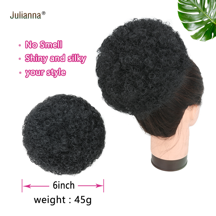 Julianna  Wrap Drawstring Hair Puff Chignon with Combs short afro kinky cheveux bun hair afro puff ponytail