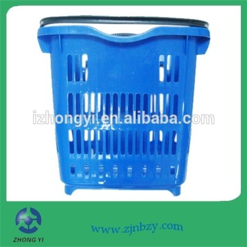 Colorful Rolling Plastic Shopping Basket