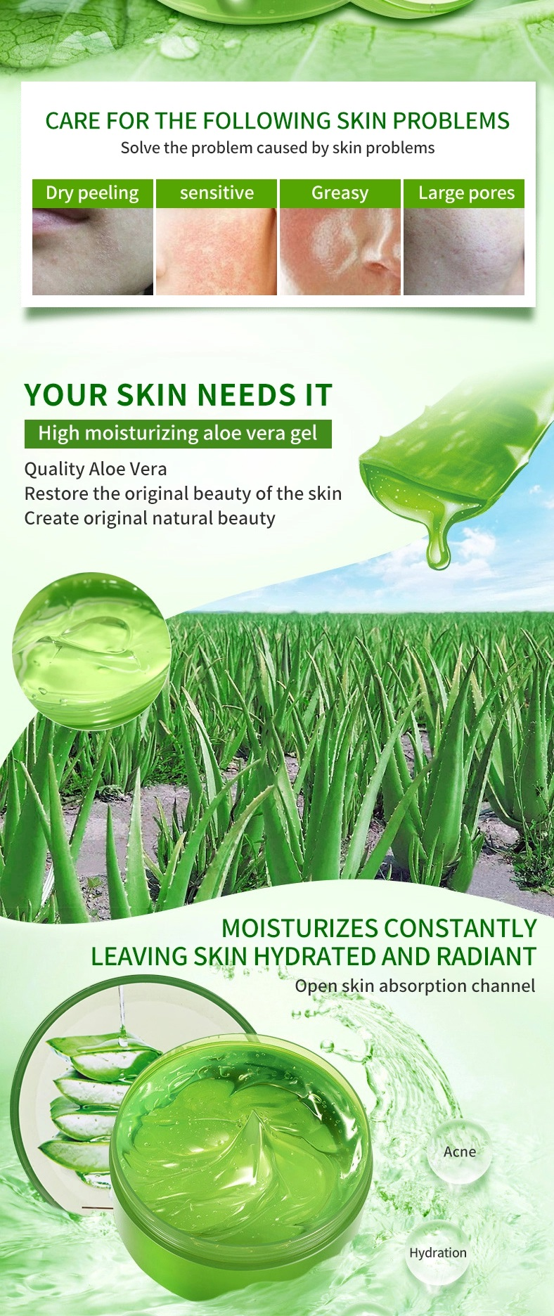 OEM aloe vera gel for skin lightening