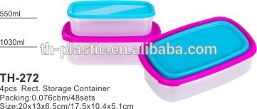 Home 4PCS Rectangle Plastic Containers for Kitchen HT--272