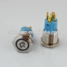 CMP metal 16mm power logo lighted 12v maintained pushbutton switch
