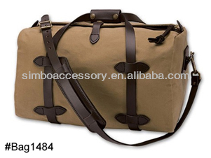 fashion thick canvas leather bag/canvas leather shoulder bag/men's canvas leather travel bag