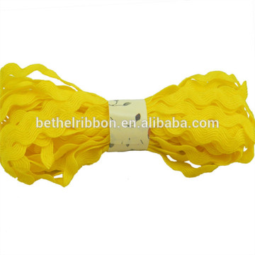 Polyester decorative ric rac ribbons imported yellow for DIY