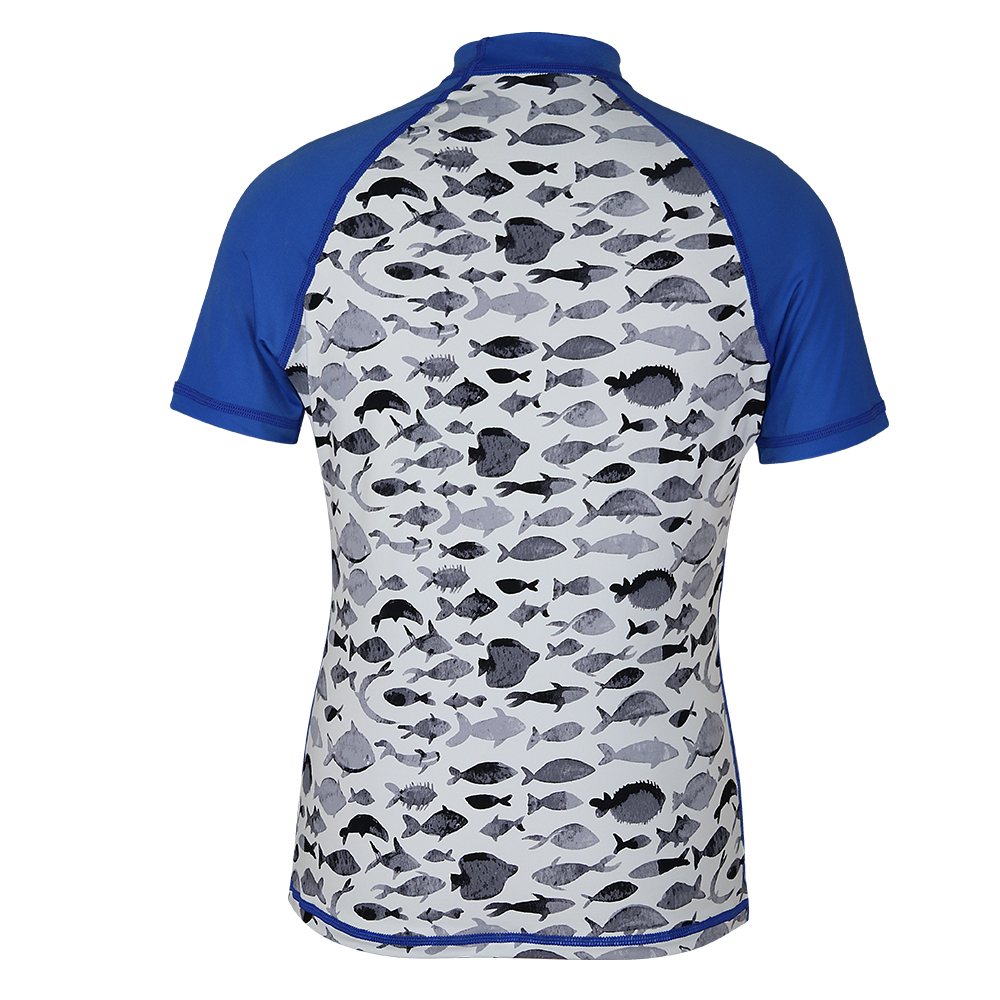 Seaskin Boys Sleeves curtos Padrão de peixes Rash Guards