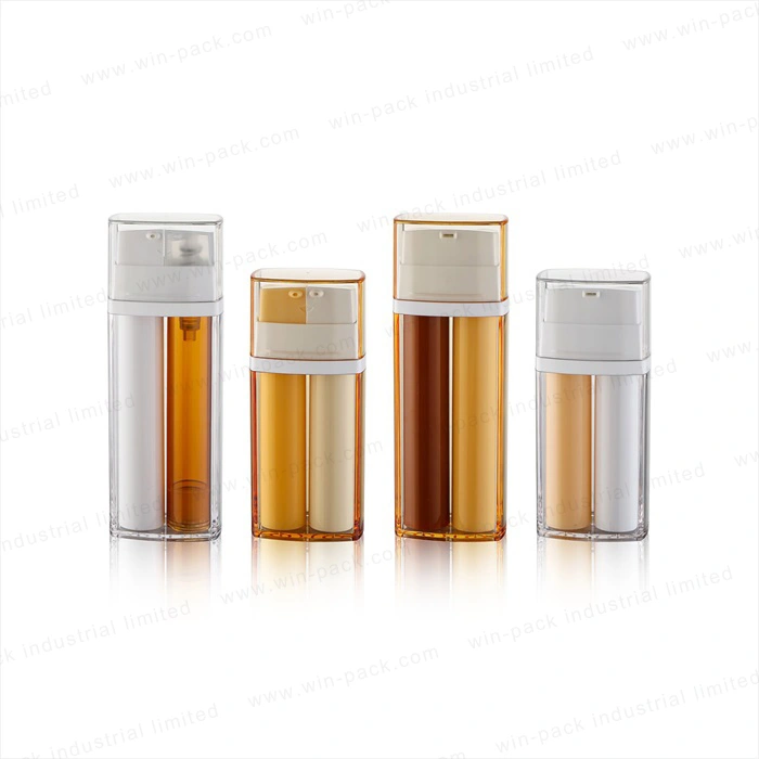 Winpack New Design Cosmetic Dual Chamber Plastic Lotion Pump Bottle with Clear Cap