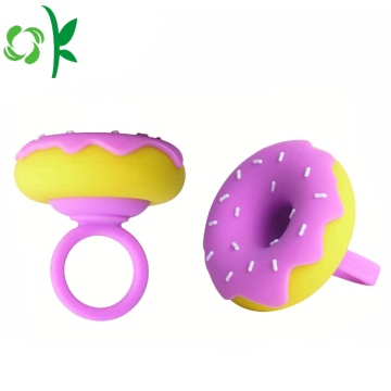 Cute Cartoon Diamond Silicone Teether Rings for Baby/Infant